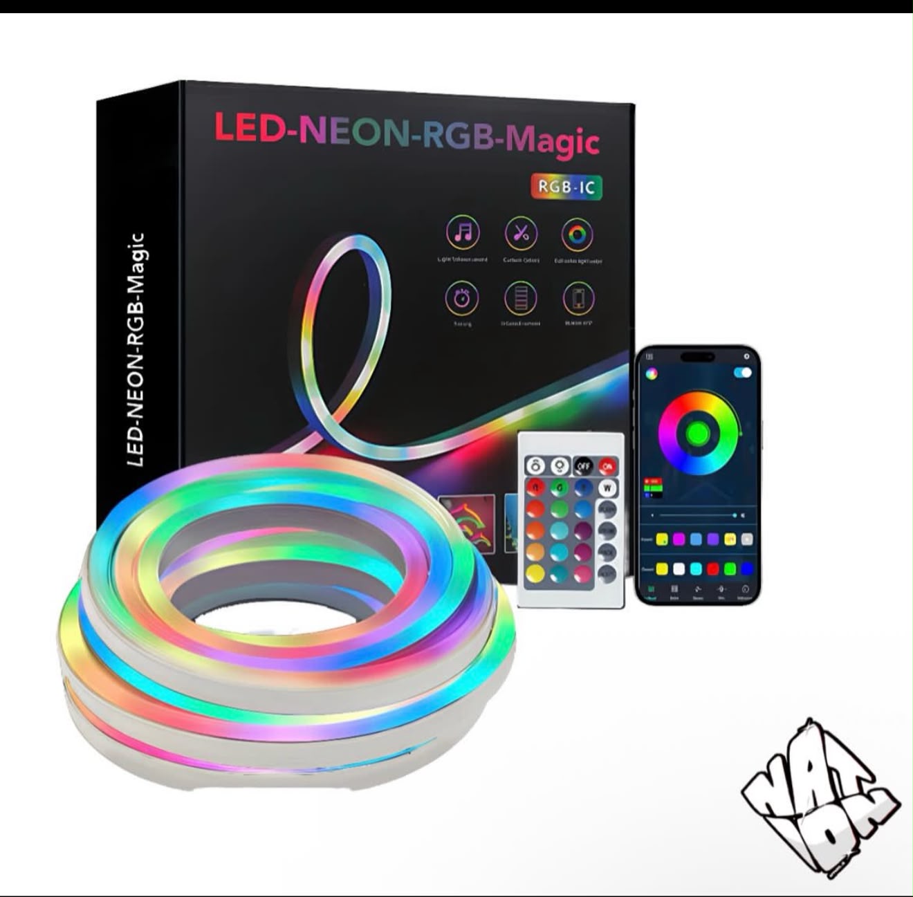 RGB LED Strip Lights 5M with Remote Control - 12V Waterproof Flexible LED Tape Light for Bedroom, Gaming Room, TV, Kitchen & Home Decoration - Multicolor Neon Strip Light
